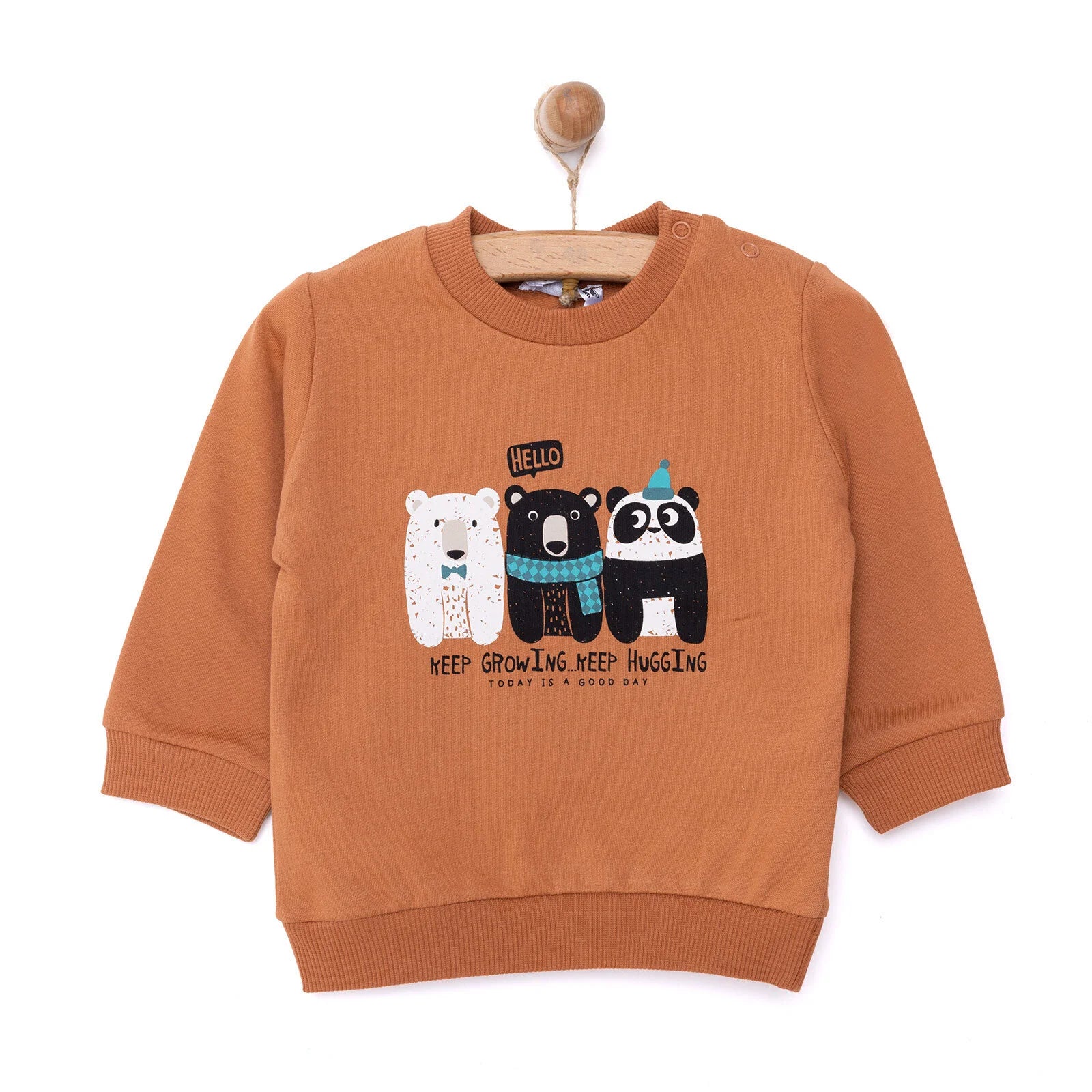 HelloBaby Basic Low Raised Printed Sweashirt - Brown - ebebek - Black Friday