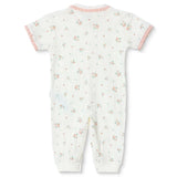 Bebetto Girls Footless Sleepsuit Floral Print Snap Fastening Bloom Frill Neck Full Length Short Slee - Pink Pink - ebebek