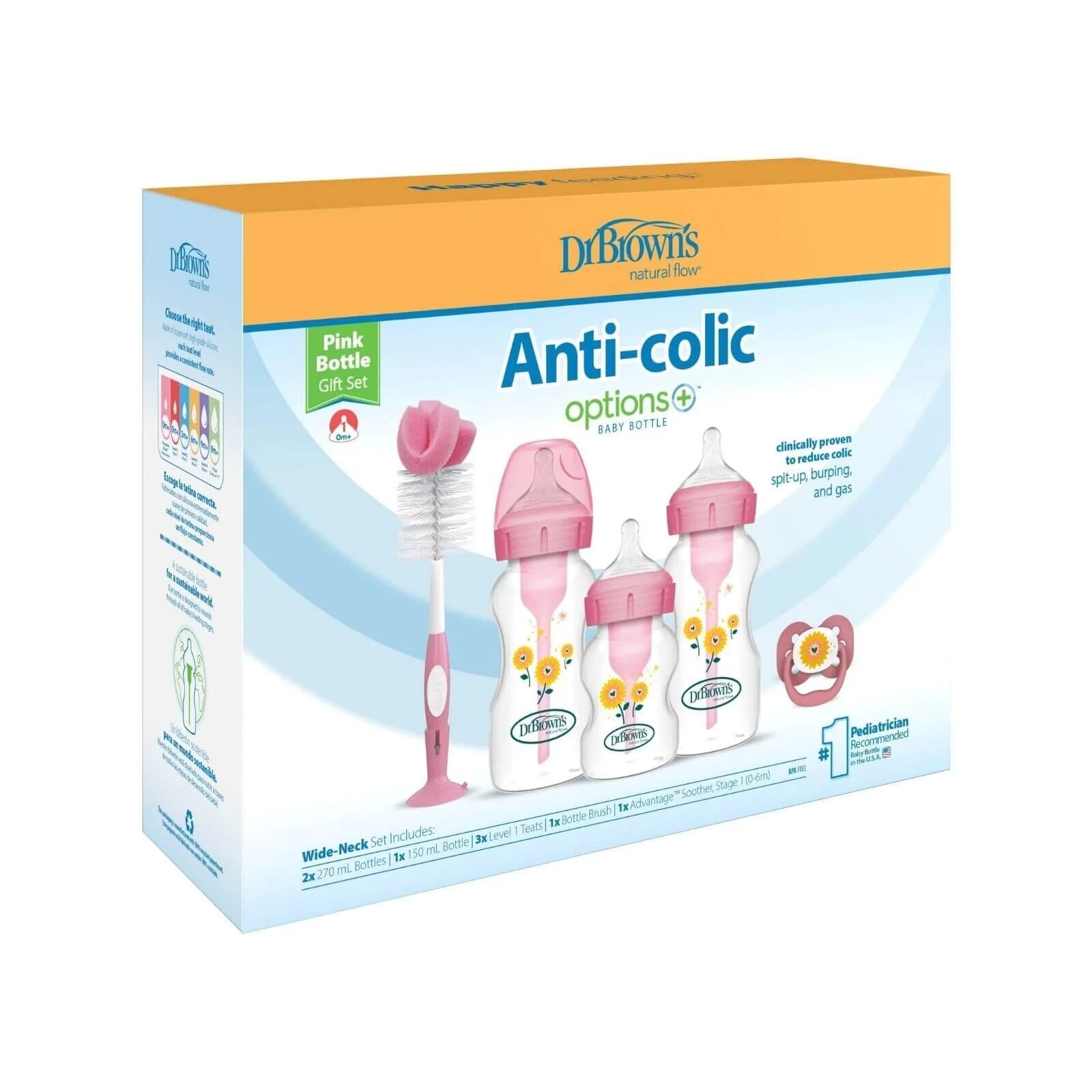 Dr. Brown's Natural Flow Options+ Anti - Colic Baby Bottle Gift Set - Pink - ebebek - Black Friday