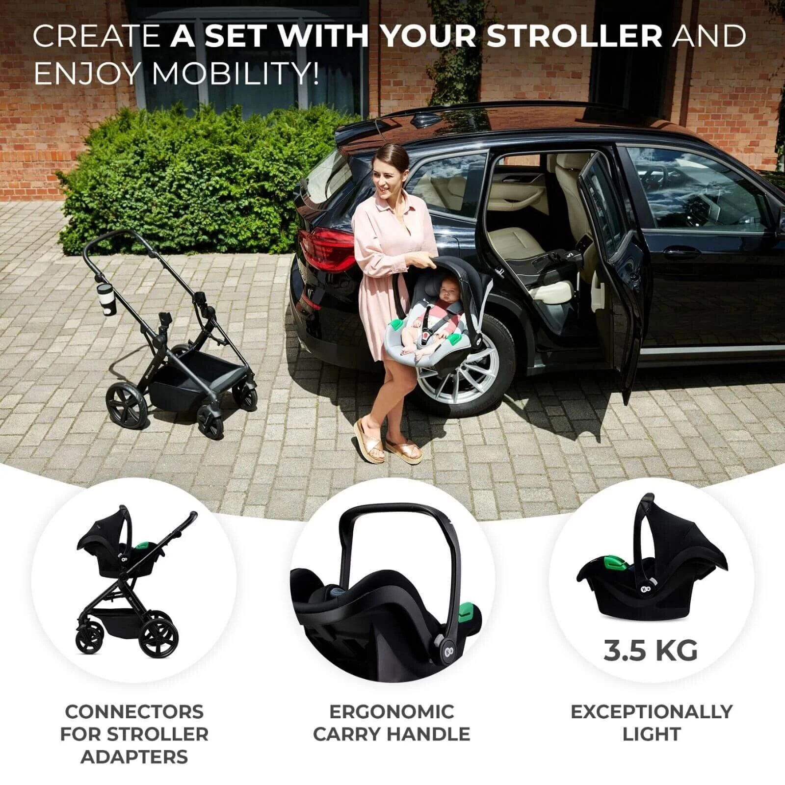 Kinderkraft Newly Mink Pro 4 - in - 1 Travel System - Classic Black - ebebek - Black Friday