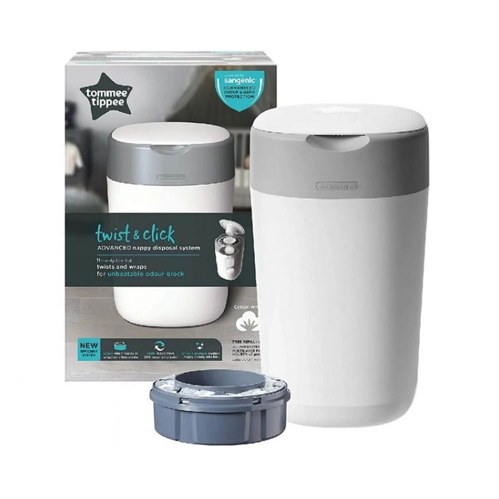 Tomme Tippee Twist & Click Nappy Disposal Tub - White - ebebek - Black Friday