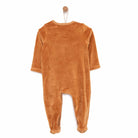 HelloBaby Newborn Unisex Embroidered Velvet Rompers - Brown - ebebek - Black Friday