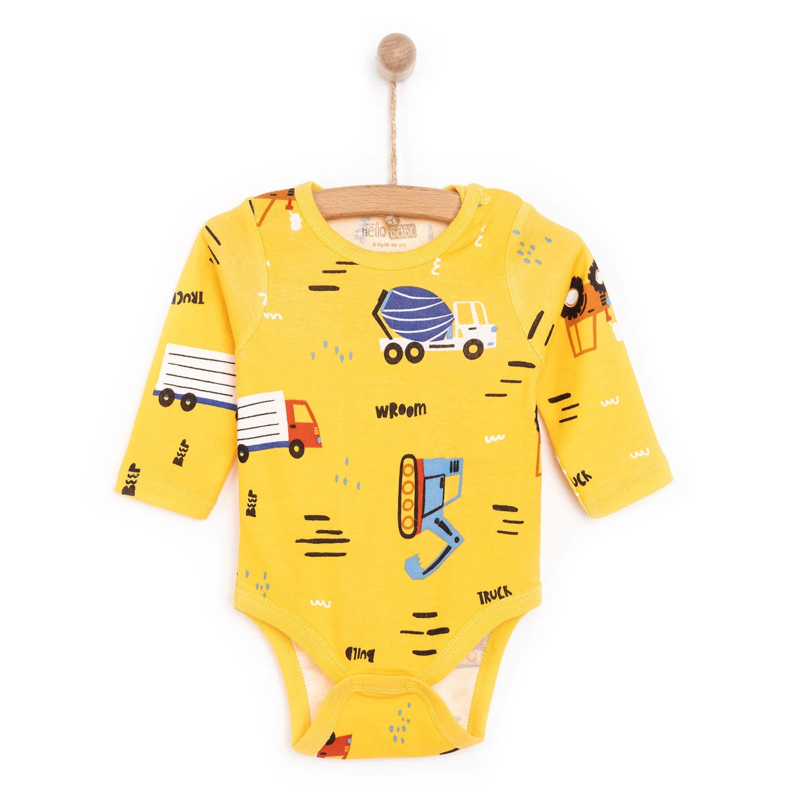 HelloBaby Baby Boy Long Sleeve Body - Yellow - ebebek - Black Friday