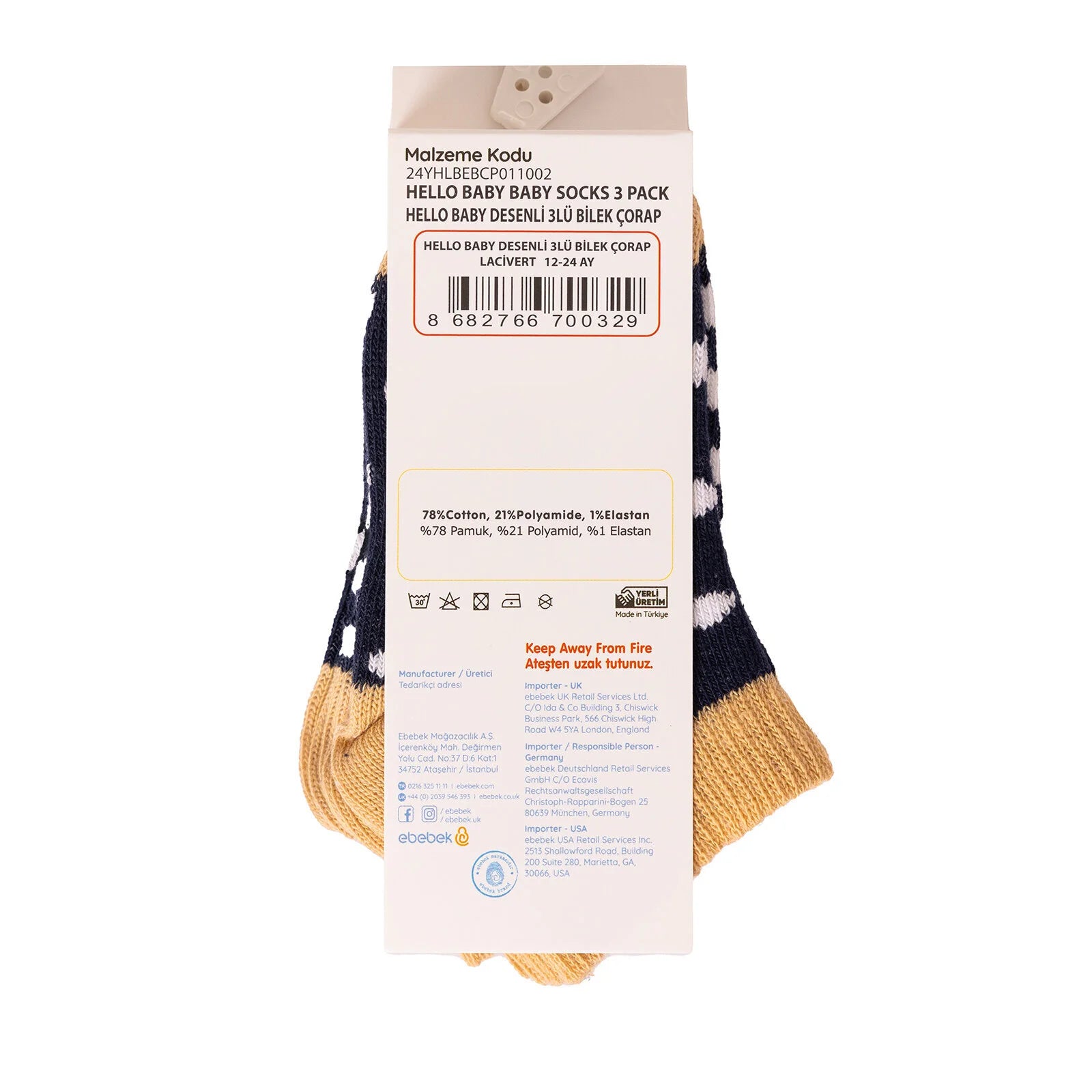 HelloBaby Baby Boy Socks 3 Pcs - Navy Blue - ebebek - Black Friday
