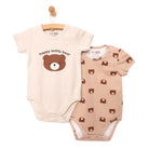 HelloBaby Basic Rib Short Sleeve Baby Bodysuit 2 Pcs - Brown - ebebek - Black Friday