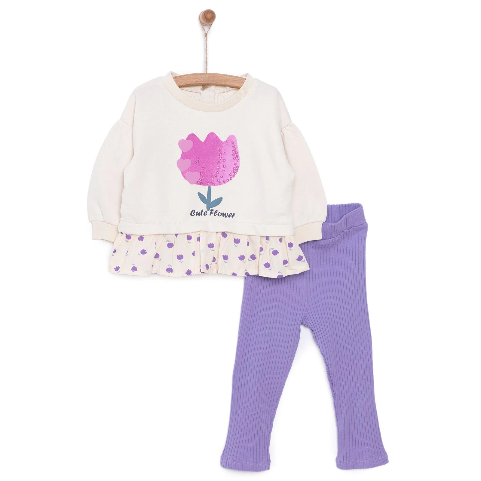 HelloBaby Tulip Girl Sweatshirt - Leggings - Beige - ebebek - Black Friday