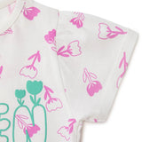 HelloBaby Girls T-shirt Floral Print Crew Neck Short Sleeve - Ecru Printed Ecru Printed - ebebek