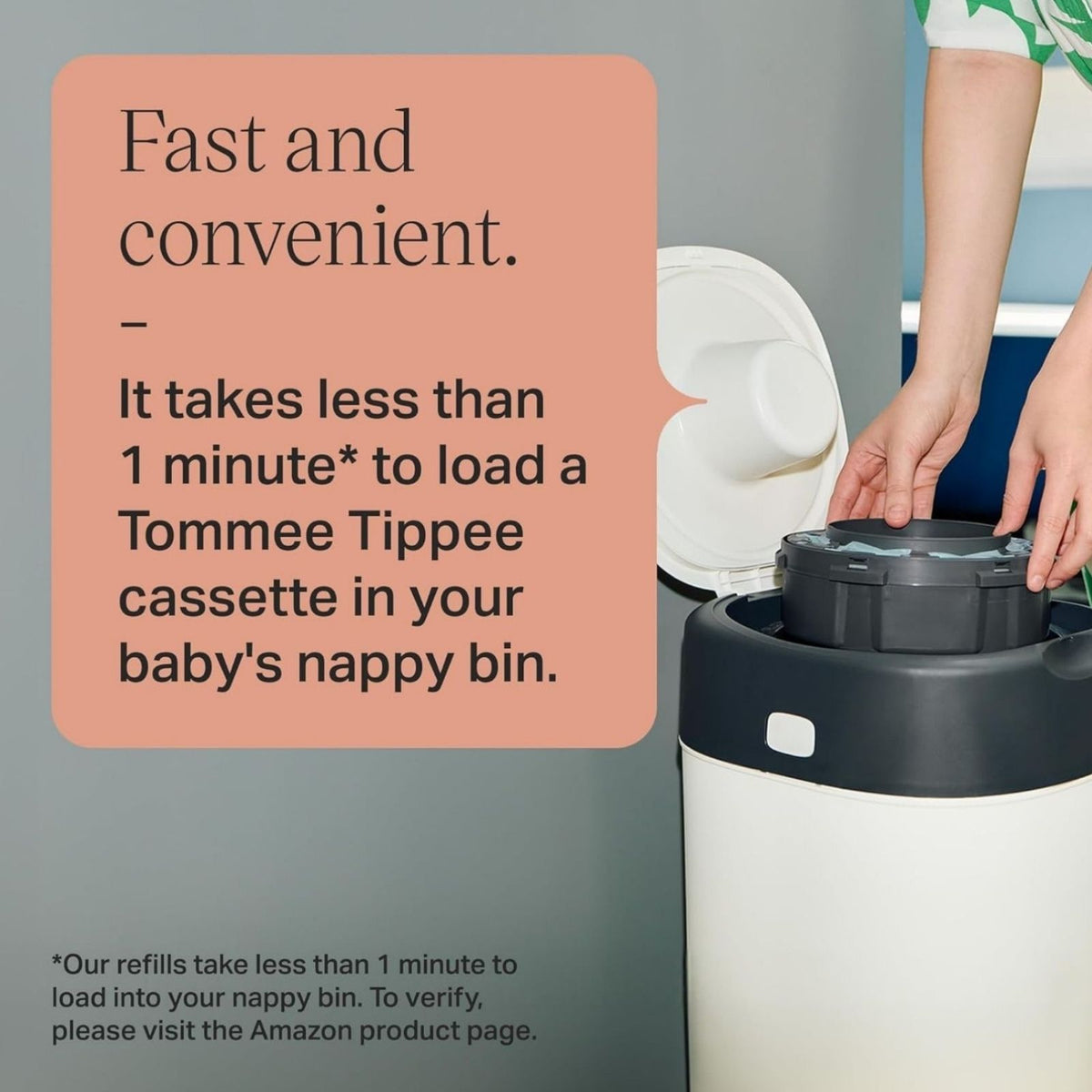 Tommee Tippee Twist & Click Nappy Bin & 6 Refill Cassettes & 2 baby me Newborn Size 1 Nappies Bundle