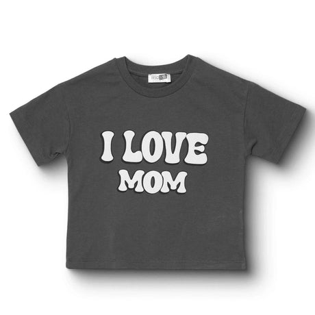 HelloBaby Boys T-shirt Slogan I Love Mom Crew Neck Short Sleeve - Grey Grey - ebebek