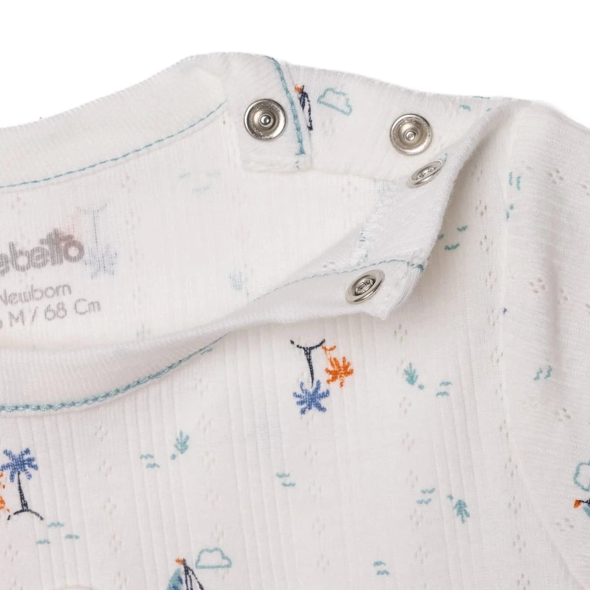 Bebetto Boys T-shirt & Footless Bottom Set Nautical Print Snap Fastening Palm in the Sea Crew Neck F - Petrol Green Petrol Green - ebebek