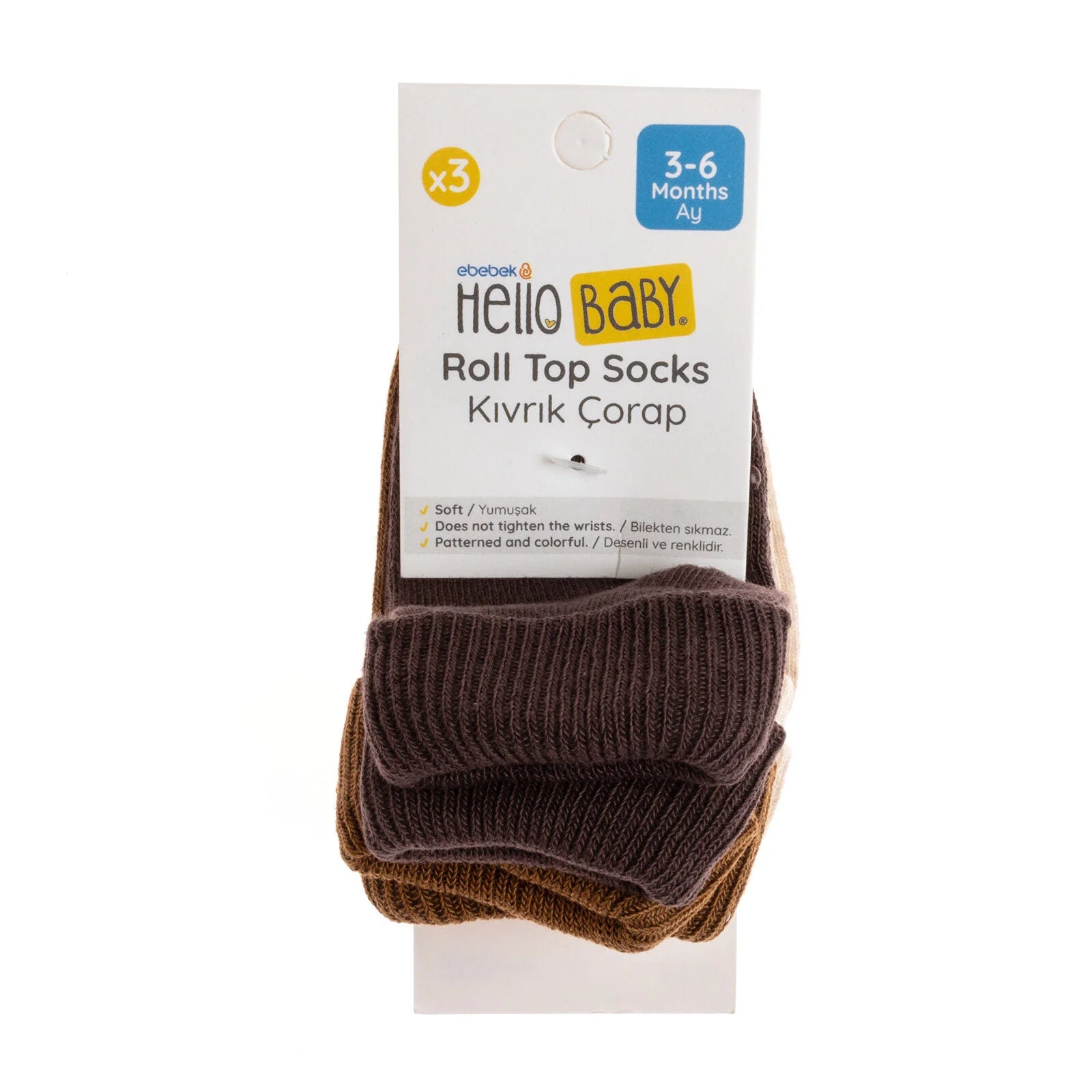 HelloBaby Unisex Pack of 3 Socks - Beige - ebebek - Black Friday