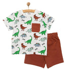 HelloBaby Basic Boy Dinosaur Patterned Tshirt - Brown - ebebek - Black Friday