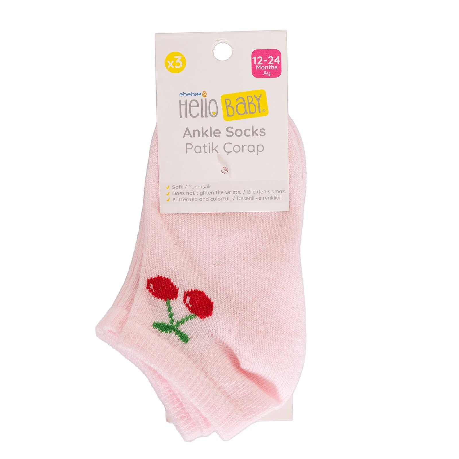 HelloBaby Baby Girl Pack of 3 Socks - Light Pink - ebebek - Black Friday