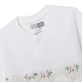 Baby Girl Footed Sleepsuit Floral Print Snap Fastening Crew Neck - White White - ebebek