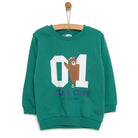 HelloBaby Basic Boy Low Raised Bear Printed Sweatshirt - Dark Green - ebebek - Black Friday