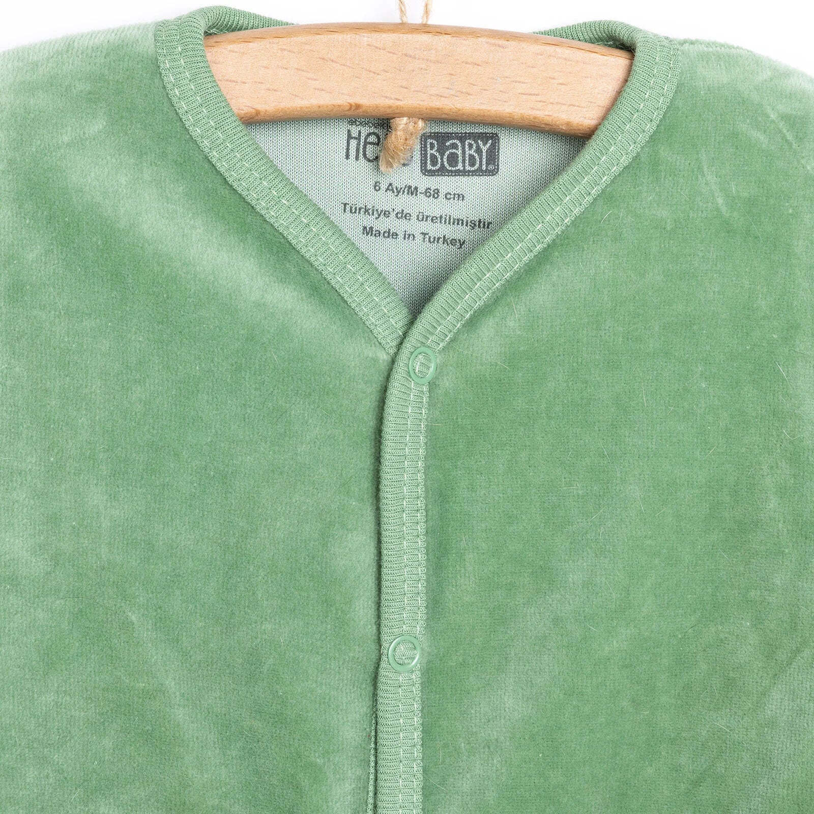 HelloBaby Boy Velvet Footed Jumpsuit - Green - ebebek - Black Friday