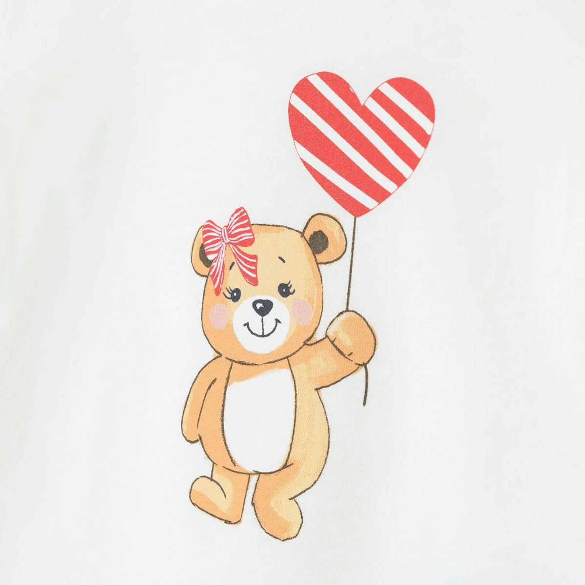 HelloBaby Girls Short Sleeve Pyjamas Set Bear Print Snap Fastening Crew Neck Short Length Short Slee - Ecru Ecru - ebebek