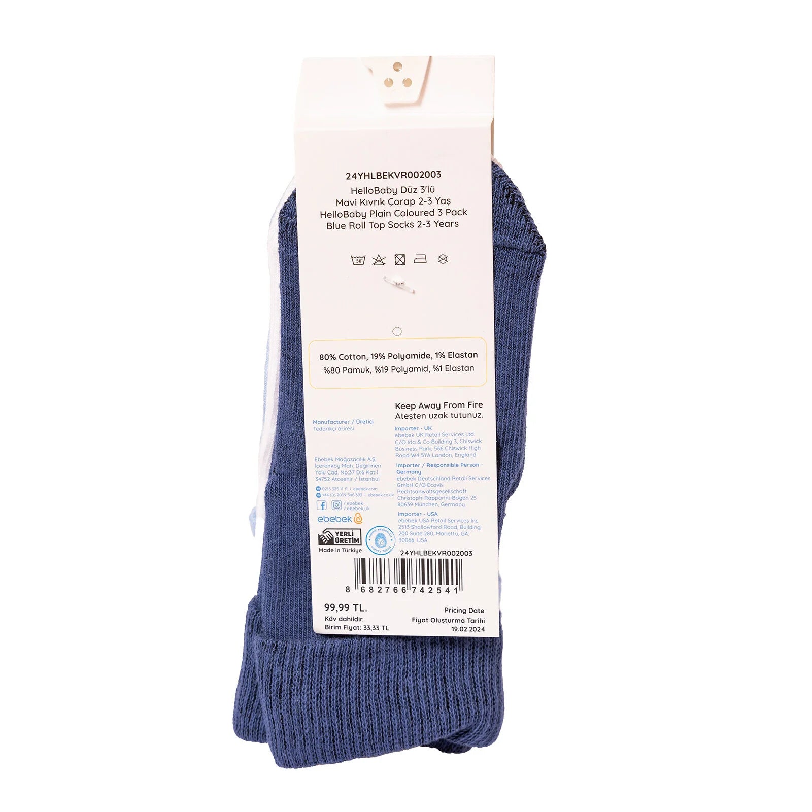 HelloBaby Baby Boy Pack of 3 Socks - Blue - ebebek - Black Friday