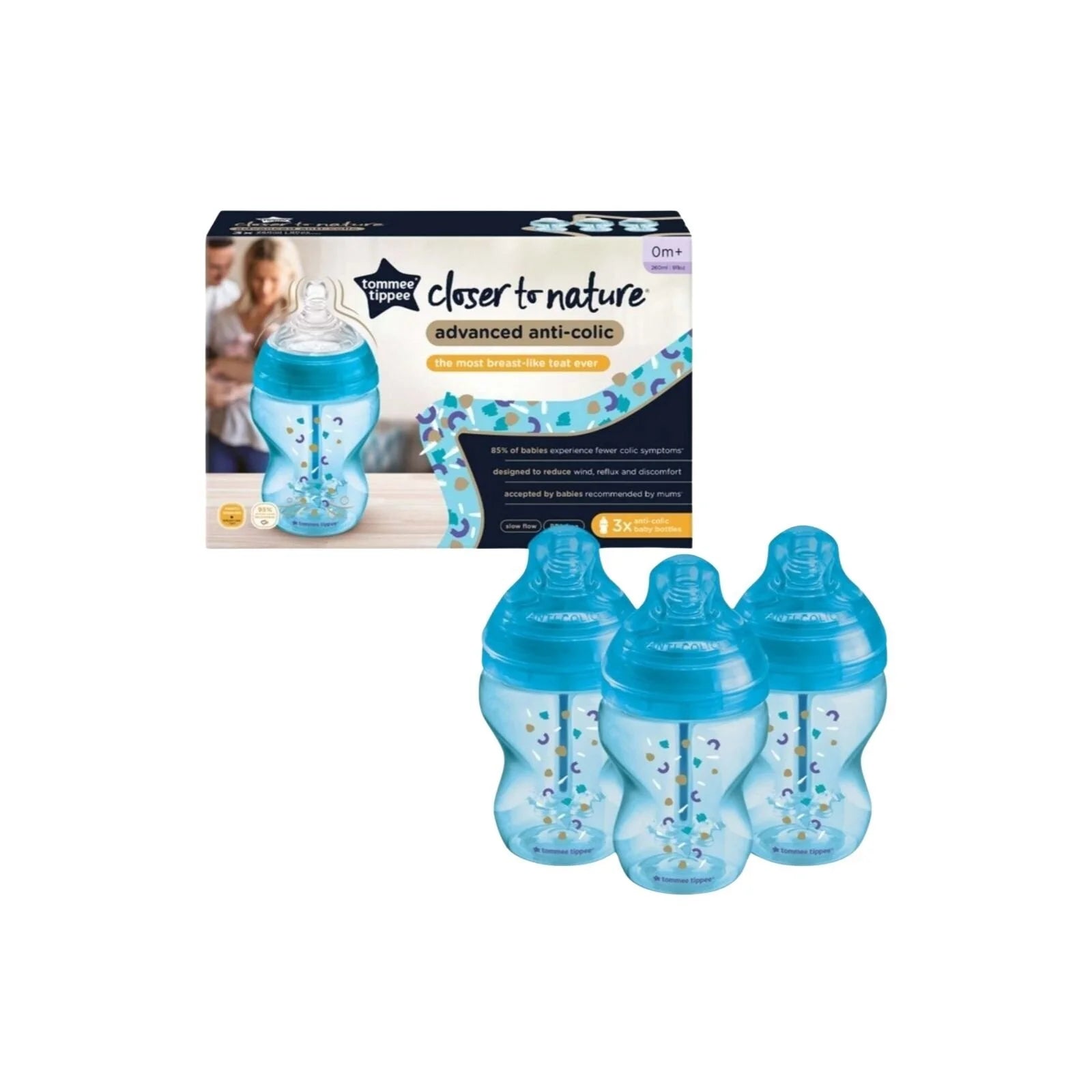 Tommee Tippee Advanced Anti - Colic Bottle Sky 260ml Pack of 3 - ebebek - Black Friday