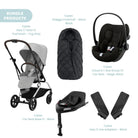 Cybex Eezy S Twist+2 Pushchair with Cloud G Car Seat & Base & Snøgga Footmuff Travel System Bundle - Fog Grey - ebebek - Christmas