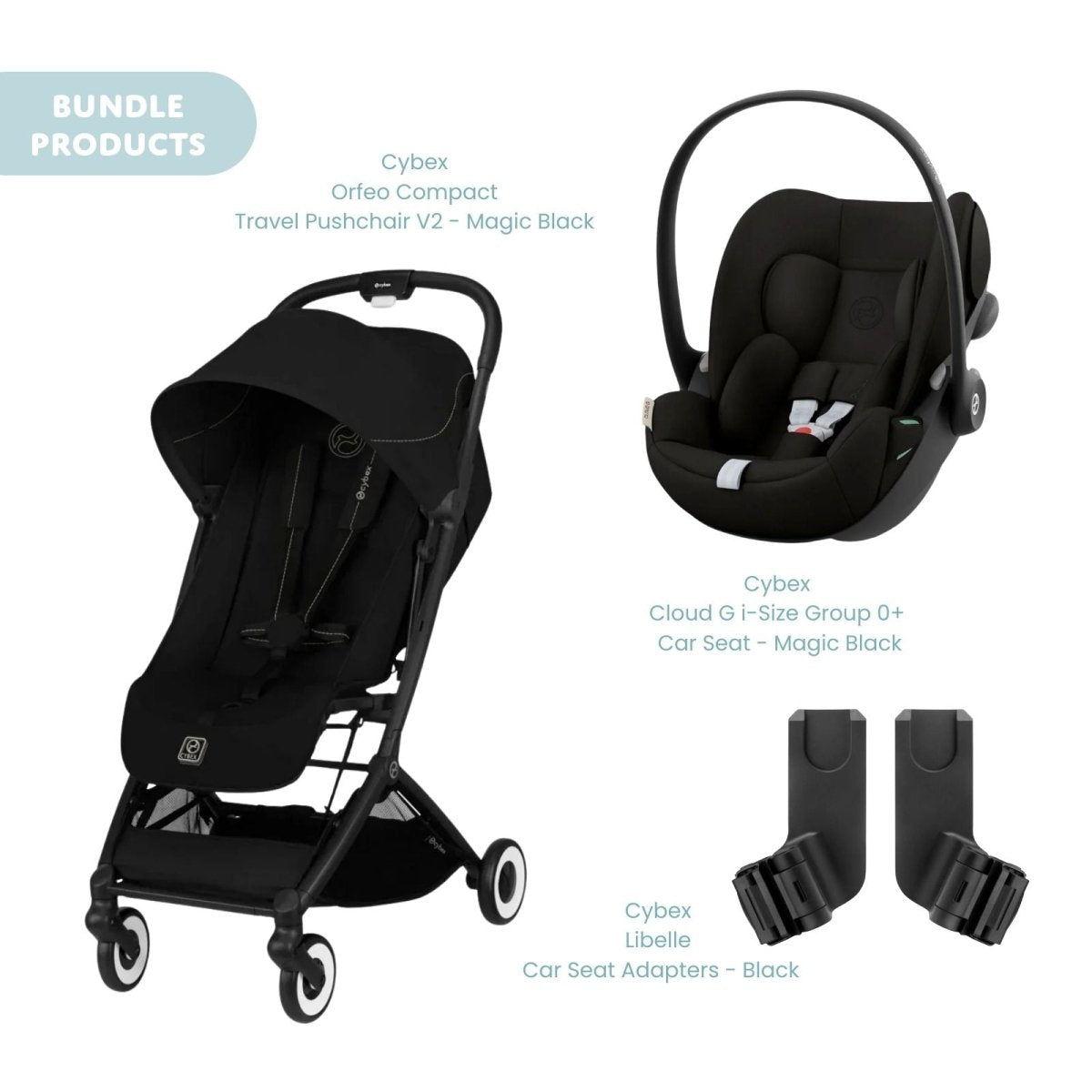 Cybex Orfeo V2 Compact Pushchair with Cloud G Car Seat Travel System Bundle - Magic Black - ebebek - Christmas
