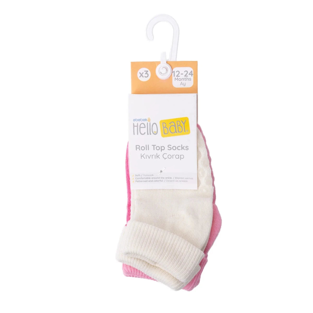 HelloBaby Girls 3 - Pack Baby Socks - Pink Pink - ebebek