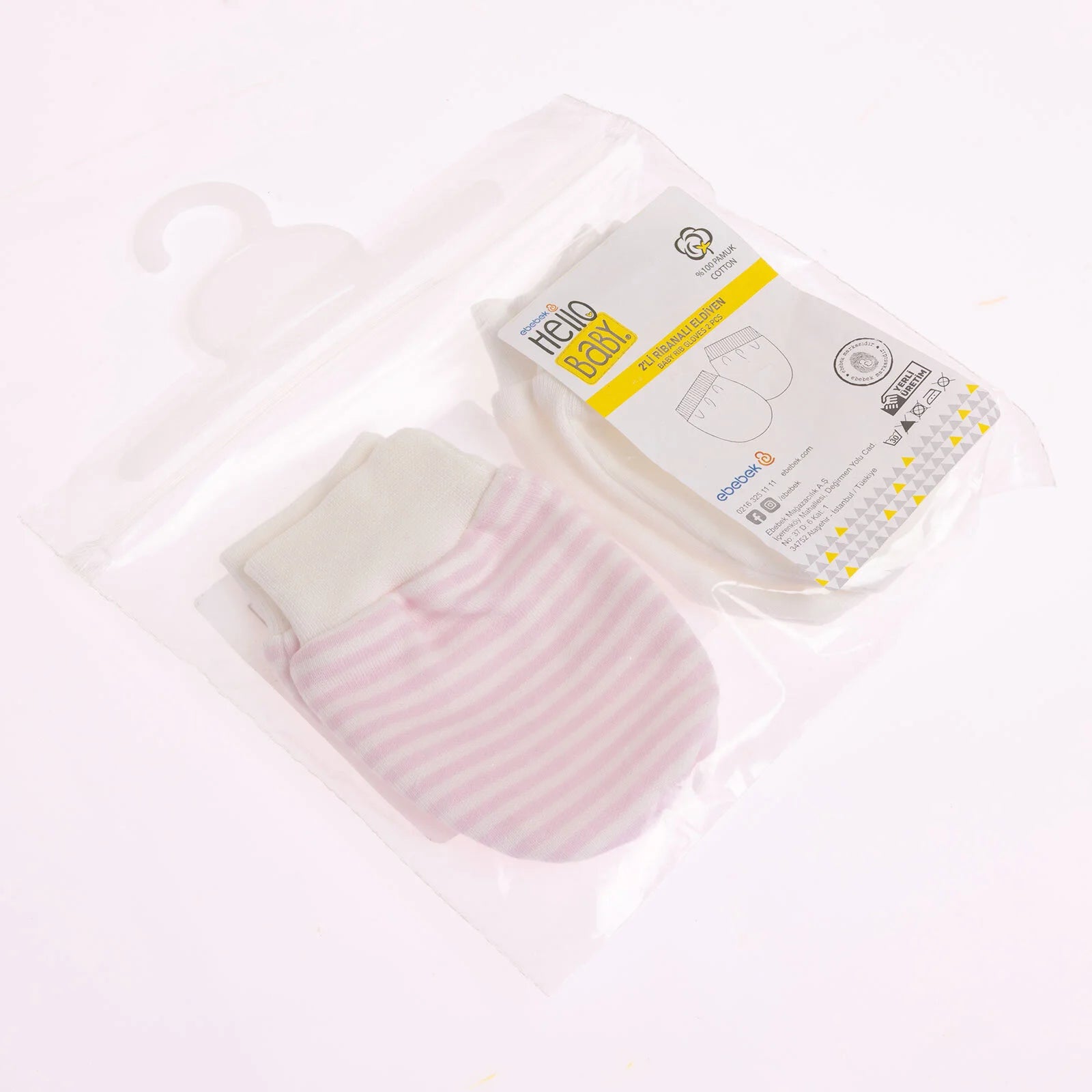 HelloBaby Newborn Striped - Straight Mittens - Pink - ebebek - Black Friday