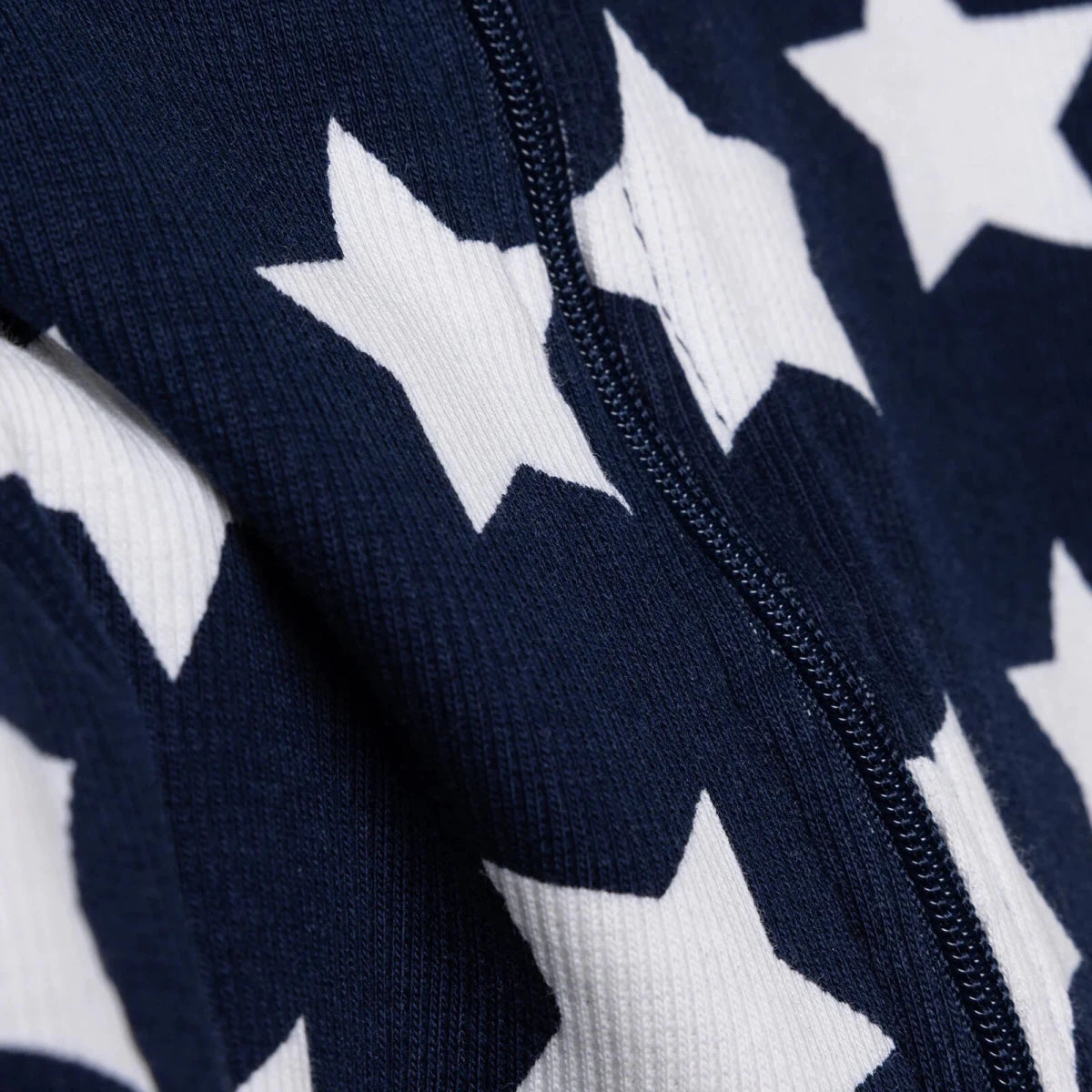 Baby Boy Footed Sleepsuit Star Print Zip Fastening Crew Neck - Navy Blue Navy Blue - ebebek