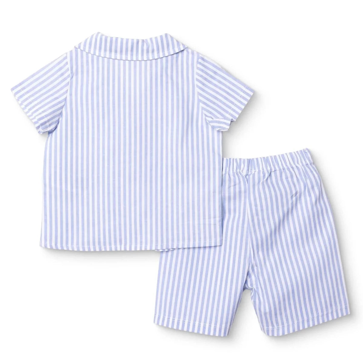 HelloBaby Boys Short Sleeve Pyjamas Set Striped Buttoned Peter Pan Collar Short Length Short Sleeve - Blue Blue - ebebek