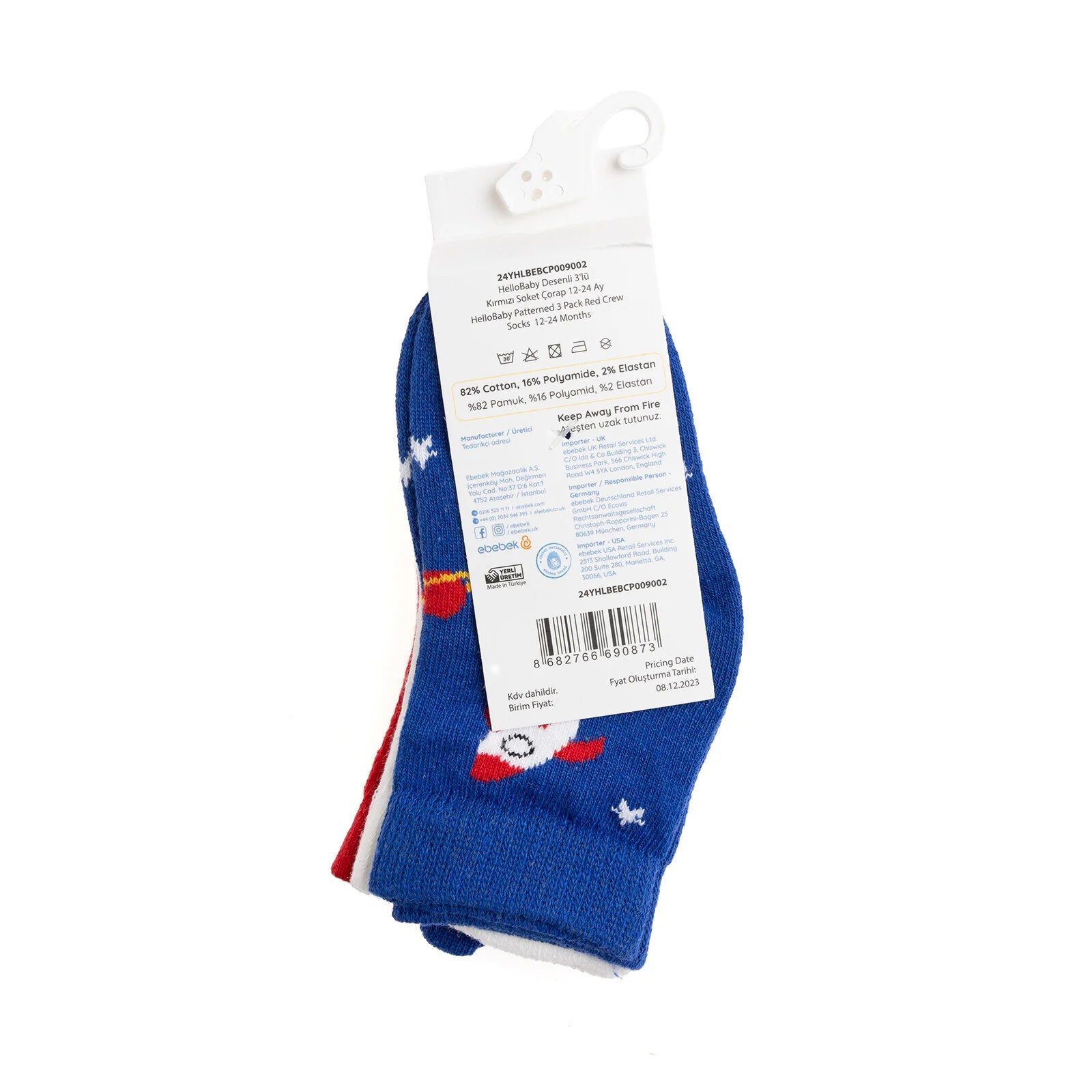 HelloBaby Baby Boy Pack of 3 Socks - Red - ebebek - Black Friday