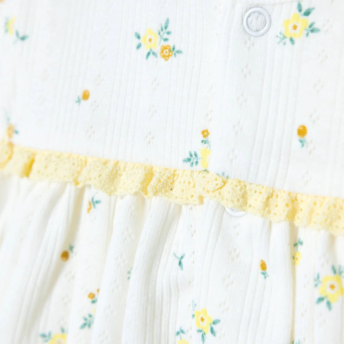 Bebetto Girls Cardigan & Footed Trousers Set Floral Print Snap Fastening Bloom Crew Neck Full Length - Yellow Yellow - ebebek