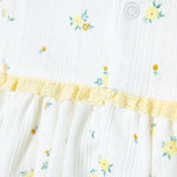 Bebetto Girls Cardigan & Footed Trousers Set Floral Print Snap Fastening Bloom Crew Neck Full Length - Yellow Yellow - ebebek
