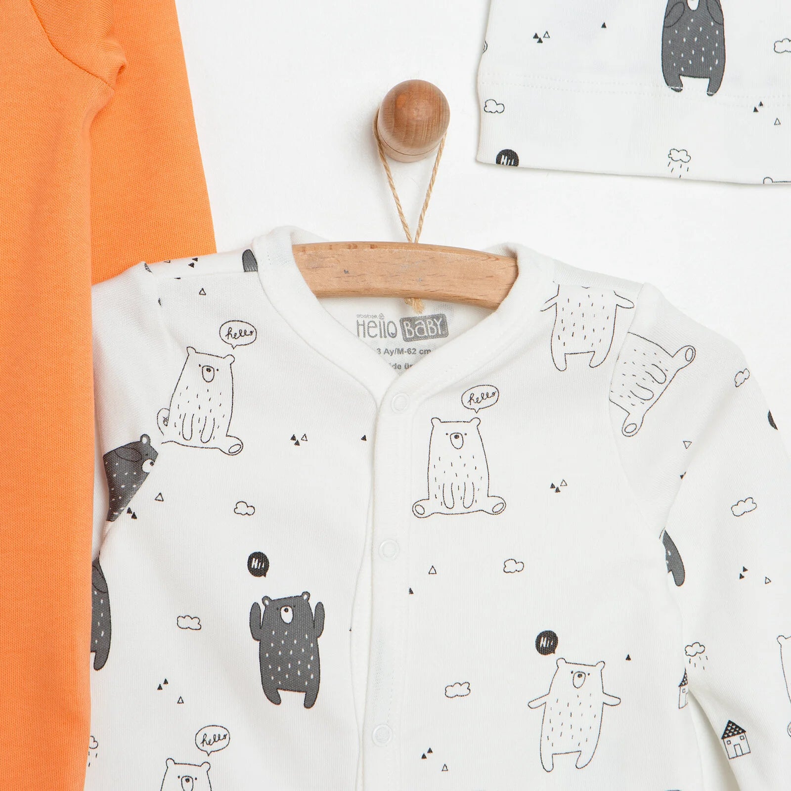 HelloBaby Newborn Footed Jumpsuit - Hat 2 Pcs - Orange - ebebek - Black Friday