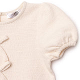 HelloBaby Girls Dress Bow Pastel Dreams Crew Neck Short Sleeve - Ecru Ecru - ebebek