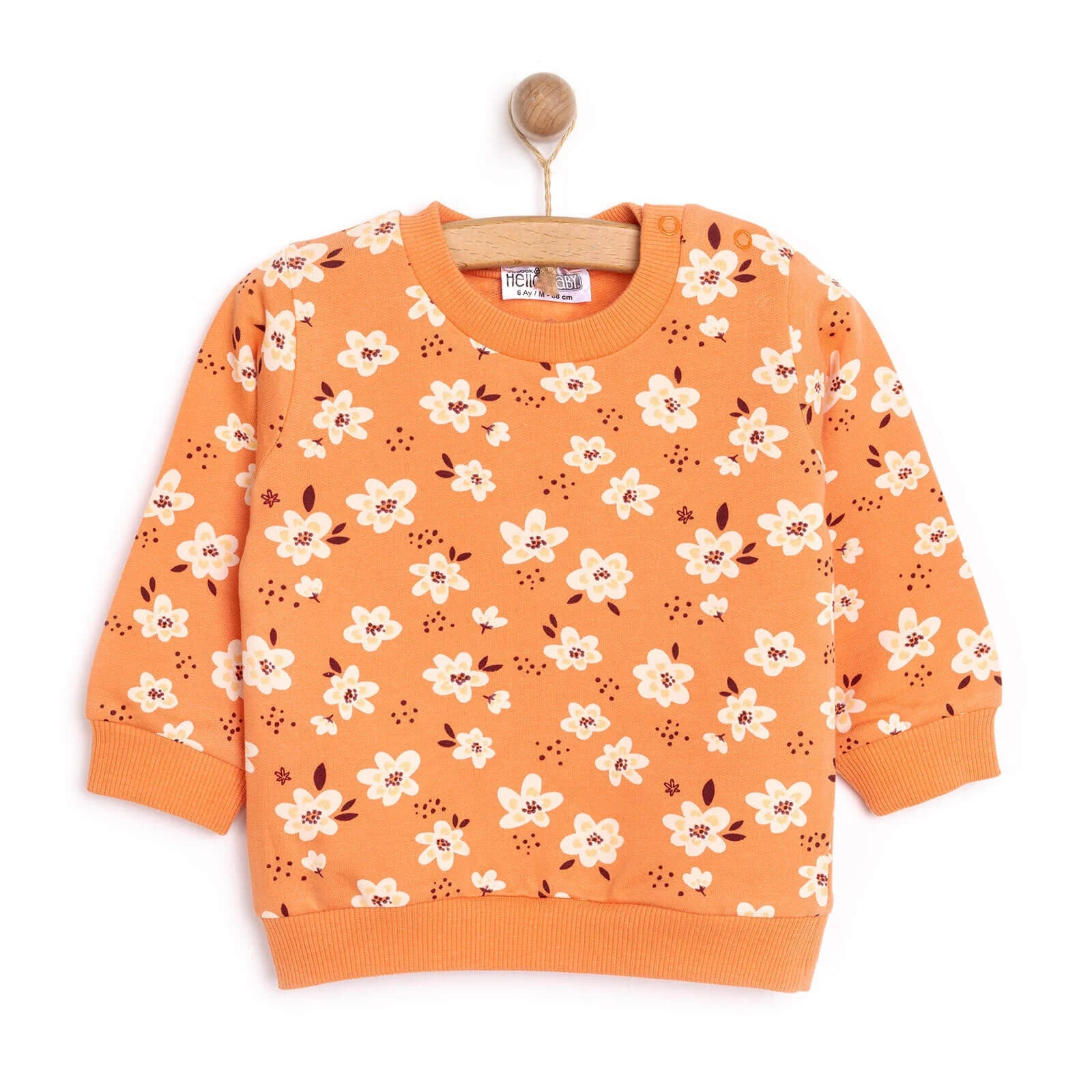 HelloBaby Baby Girl Basic Flower Printed Sweatshirt - Printed - ebebek - Black Friday