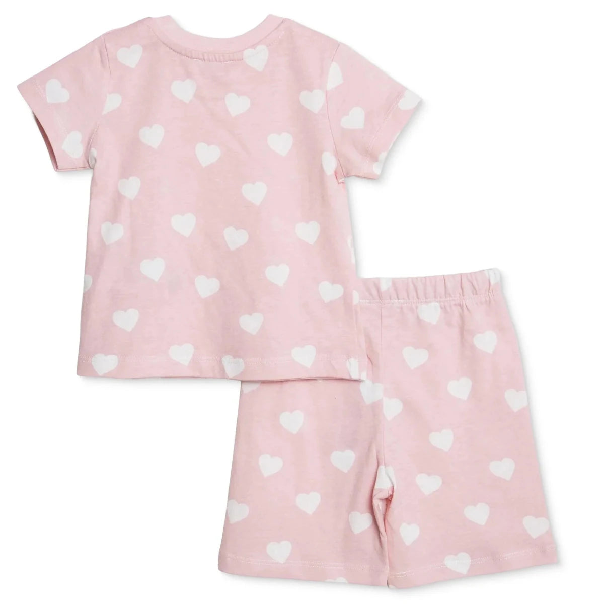 HelloBaby Girls Short Sleeve Pyjamas Set Heart Crew Neck Short Leg Short Sleeve - Pink Pink - ebebek