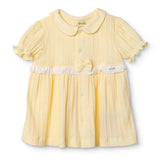 Bebetto Girls Dress Snap Fastening Sweet Princess Frill Neck Short Sleeve - Yellow Yellow - ebebek