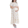 Baby Mom Mother Maternity Dress Daisy Print Crew Neck Full Length Short Sleeve - Ecru Printed Ecru Printed - ebebek