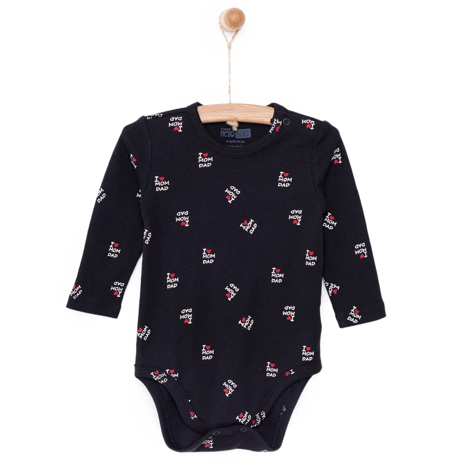 HelloBaby Unisex Long Sleeve Bodysuit - Black - ebebek - Black Friday