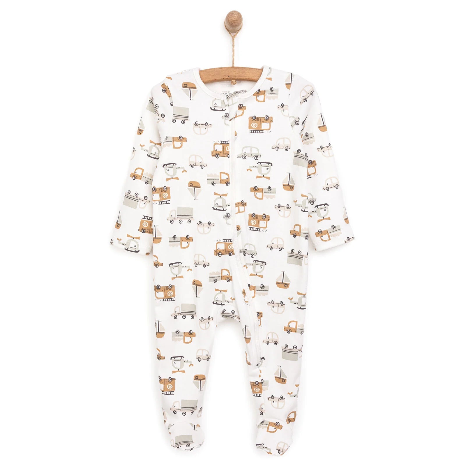 HelloBaby Newborn Boy Organic Footed Jumpsuit - Ecru - ebebek - Black Friday