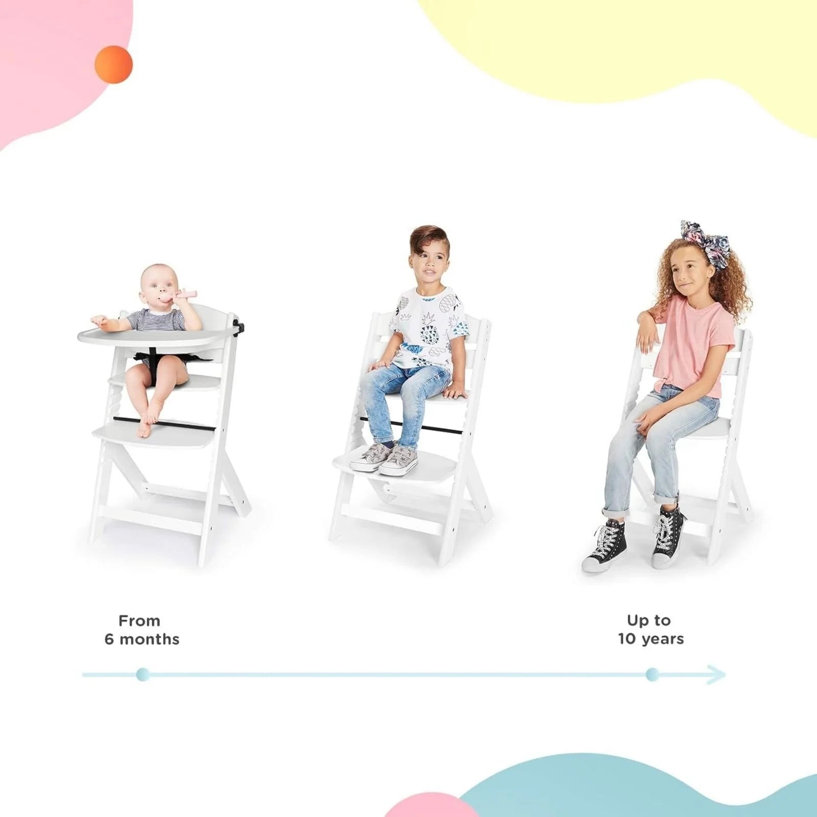 Kinderkraft Enock Wooden Highchair - White - ebebek - Black Friday