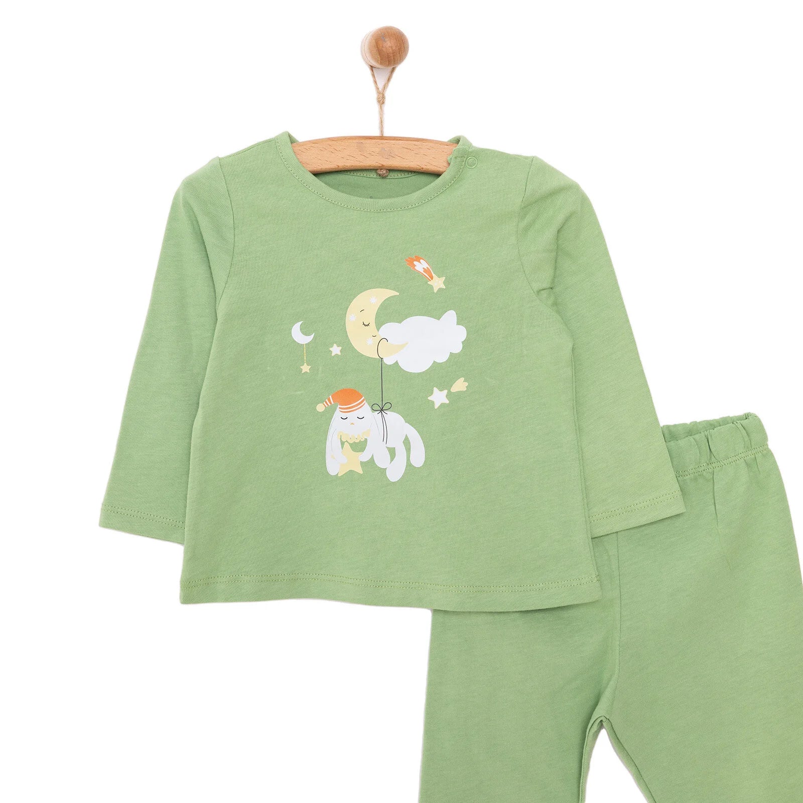 HelloBaby Unisex Long Sleeve Pyjamas Set - Light Green - ebebek - Black Friday