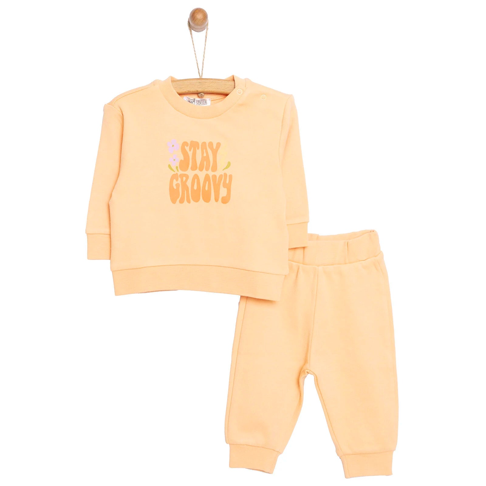HelloBaby Basic Girl Text Printed Jogging Set - Orange - ebebek - Black Friday