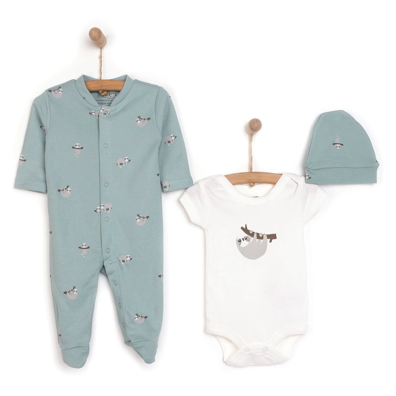 HelloBaby Baby Boy Jumpsuit - Body - Hat - Dark Mint - ebebek - Black Friday