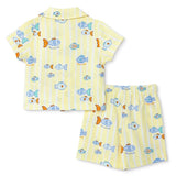 HelloBaby Boys Short Sleeve Pyjamas Set Animal with Buttons Shirt Collar Short Leg Short Sleeve - Yellow Yellow - ebebek