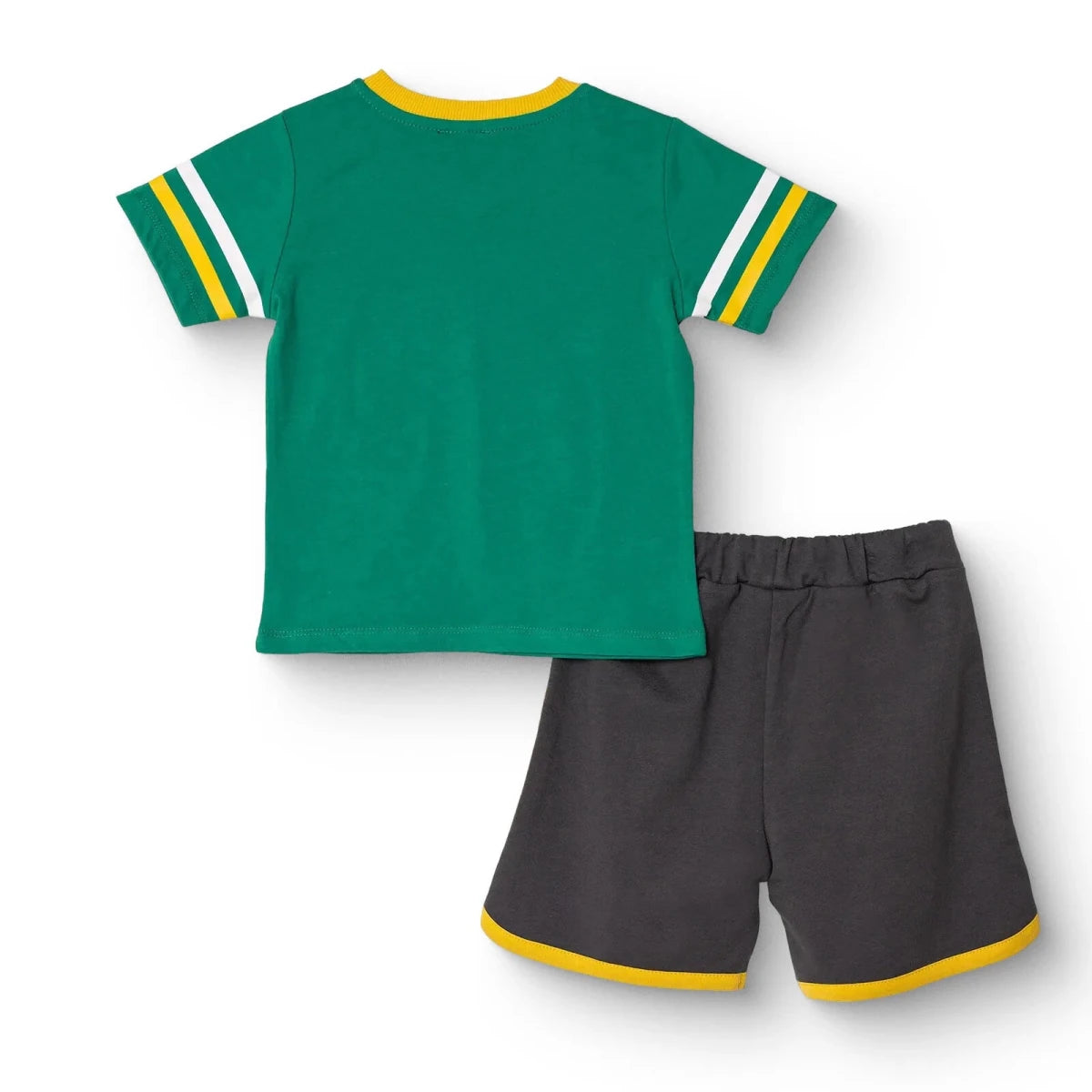 HelloBaby Boys T-shirt - Short Numbers Lace - up LITTLE SPORTS V - Neck Short Leg Short Sleeve - Dark Green Dark Green - ebebek