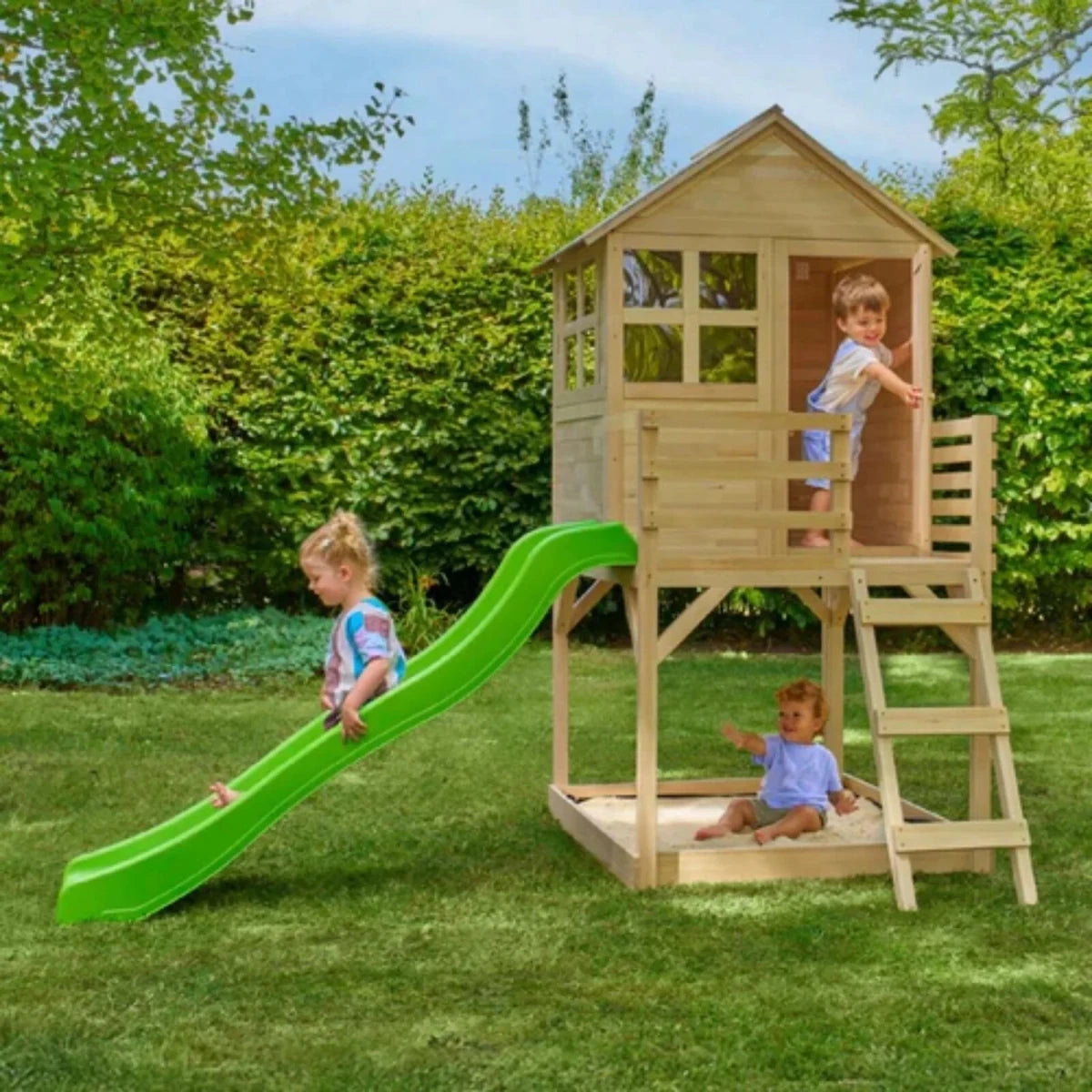 TP Buttercup Wooden Playhouse with Deck & 6ft Slide - ebebek