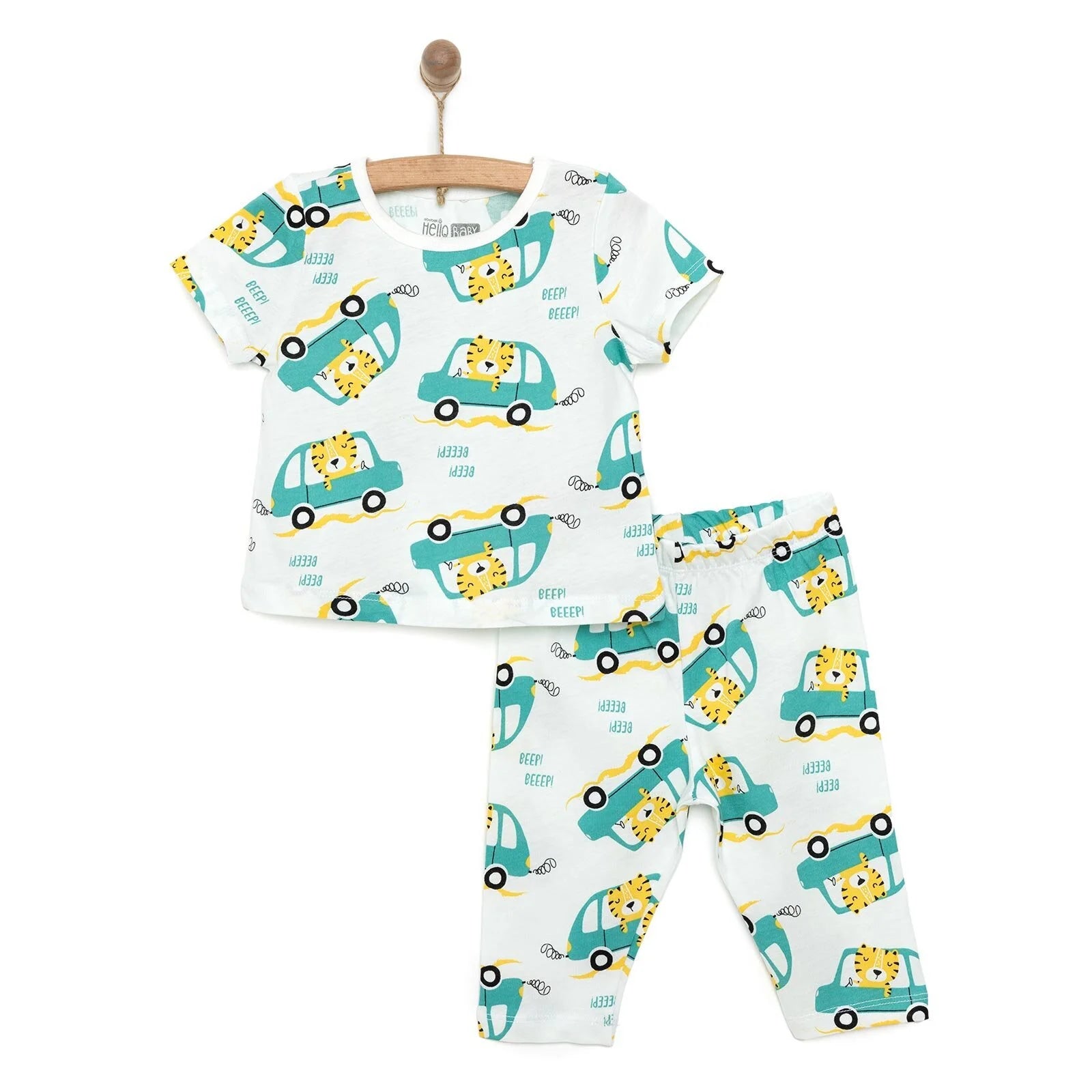HelloBaby Baby Boy Short Sleeve Pyjamas Set - Ecru - ebebek - Black Friday
