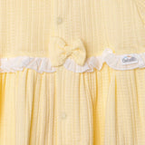 Bebetto Girls Dress Snap Fastening Sweet Princess Frill Neck Short Sleeve - Yellow Yellow - ebebek