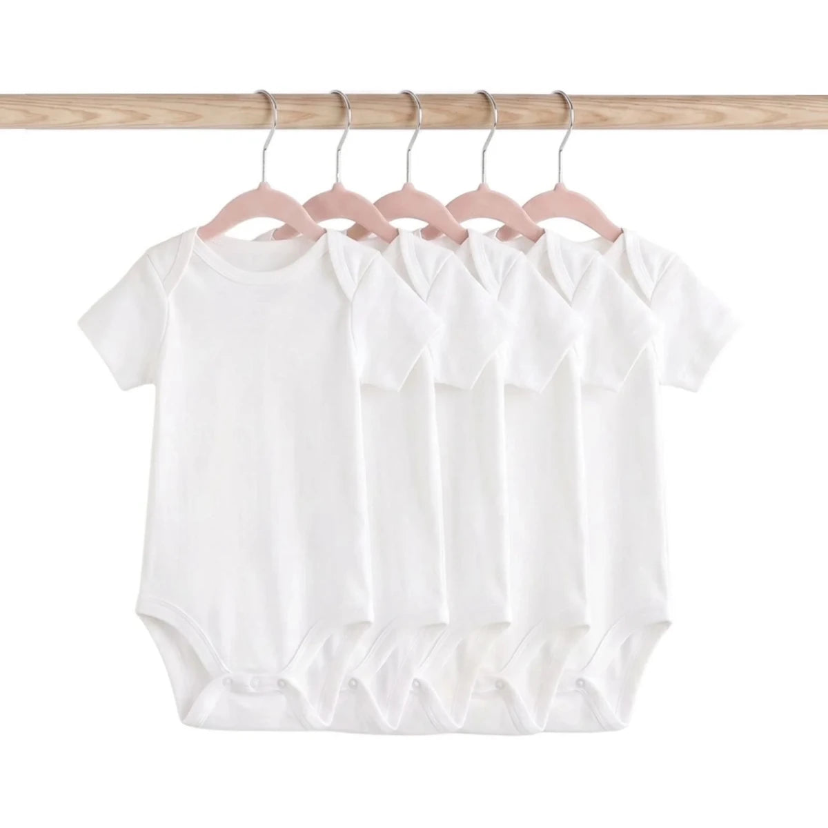 HelloBaby Unisex Short Sleeve Bodysuit 5 pcs White - ebebek